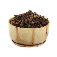 cloves in wooden cup isolated