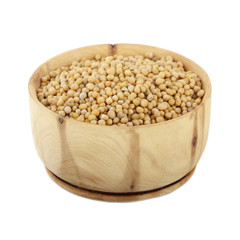seed of mustard in wooden cup isolated
