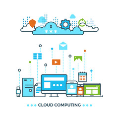 Digital cloud computing, computer data storage vector business concept