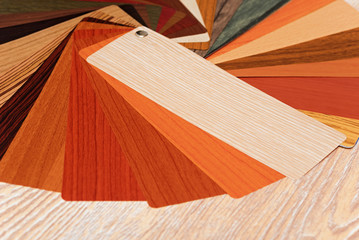 Samples of laminate floor boards