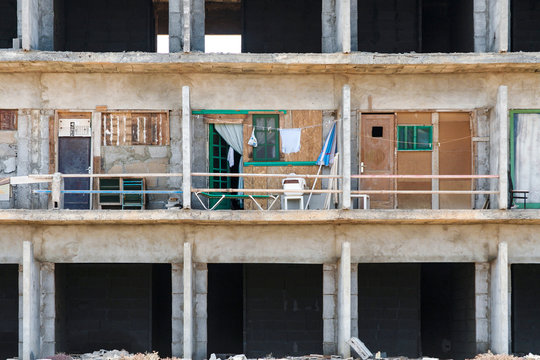 rotten shell of building ocf construction without construction permit