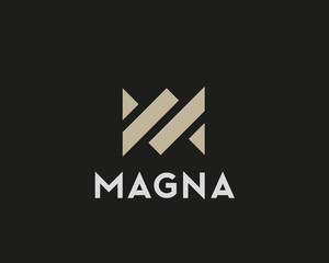 Fototapeta premium Abstract crown logo icon vector design. Chain handshake premium symbol. Royal partners logotype sign mark