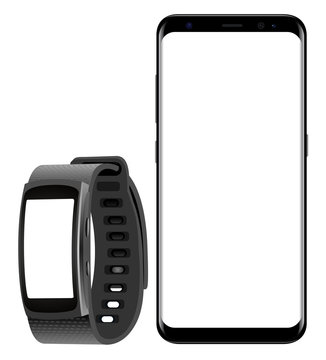 Mobile phone with smartwatch vector eps 10