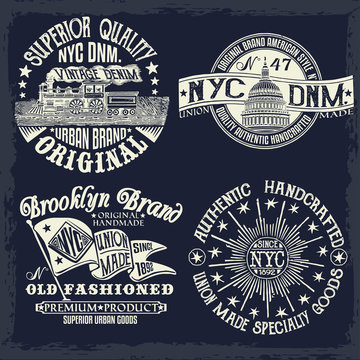 Vintage denim label clothes