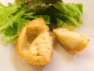 Fried cheese ball.soft focus