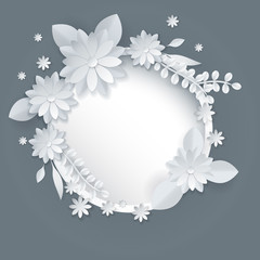 white paper flowers floral background