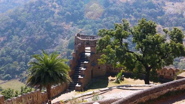 Kumbhalgarh fort in the Rajsamand district near Udaipur, India. Kumbhal fort Beautiful Ancient Indian fortification Architecture.