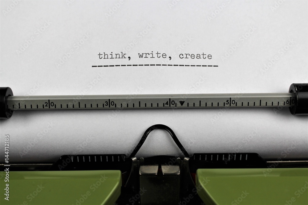 Fototapete an image of a typewriter - think, write, create