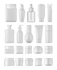 Cream bottles set on white background. 3D illustration.