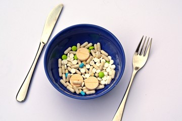 a bowl of pills