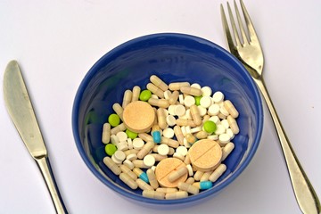 a bowl of pills