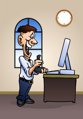 man playing game on computer