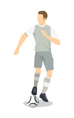 Isolated soccer player. Silhouette of a man in uniform with ball. African american.