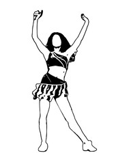 Silhouette of dancing sexy girl vector.