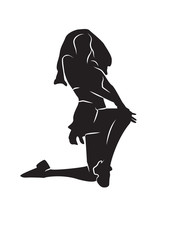 Silhouette of dancing sexy girl vector.