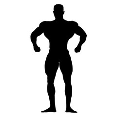 Fototapeta premium Bodybuilder standing and posing, vector silhouette