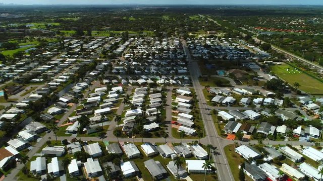 Aerial tour trailer park homes