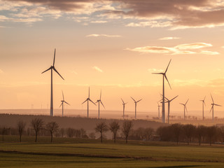 Sunset wind turbines