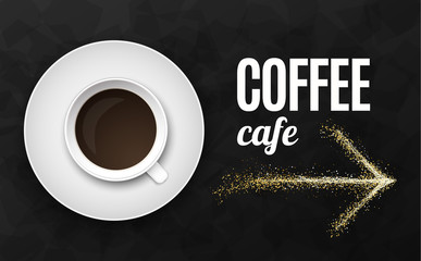 Luxury black background vector illustration with coffee cup