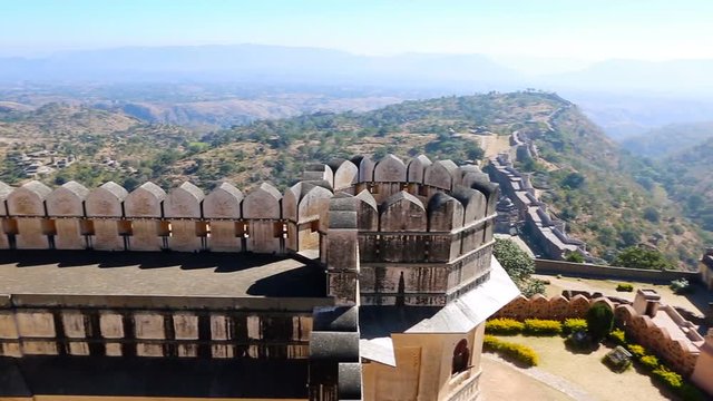 Kumbhalgarh fort in the Rajsamand district near Udaipur, India. Kumbhal fort Beautiful Ancient Indian fortification Architecture.