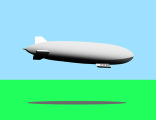 Fototapeta na wymiar Metallic airship landing
