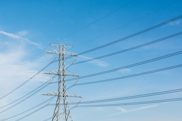 High voltage post in countryside of Thailand