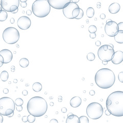White water bubbles with reflection set vector illustration.