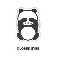 Panda with closed eyes. Isolated sticker on white background.