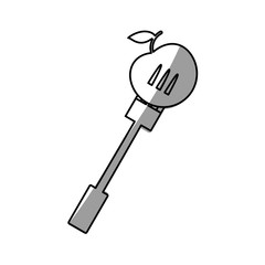 apple with fork picnic shadow vector illustration eps 10