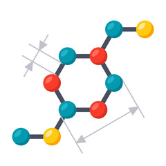 Obraz premium Scientific modeling concept with chemical structural formula, vector illustration in flat style