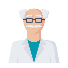 Old scientist, vector illustration in flat style
