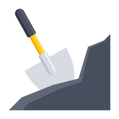 Shovel in the ground, vector illustration in flat style