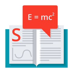 Scientific theory concept with book and formula, vector illustration in flat style