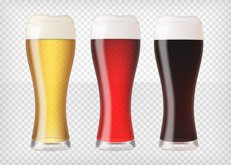 Realistic beer glasses set