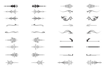 Decoration elements set on white background. Floral ornament.