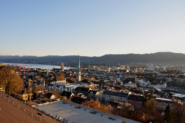 Panorama der Altstadt von Zürich von der ETH Dachterasse