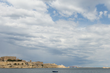 view of Valletta, Malta with cloud speckled skies