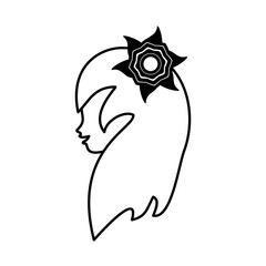 outline head woman flower romance vector illustration eps 10