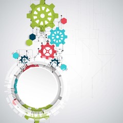 Abstract background with various technological elements.