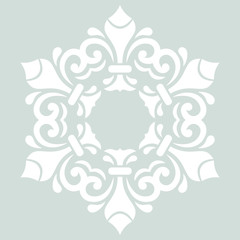 Elegant white round ornament in classic style. Abstract traditional pattern with oriental elements