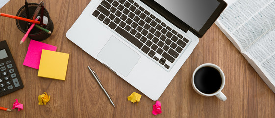 Office table top view