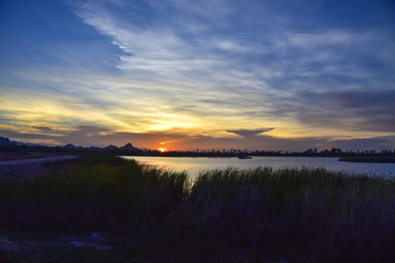 Beautiful sunset and lake.