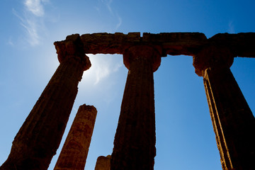 ruins of the Greek temple of Hera in the Valley of the Temples, Agrigento, Sicily