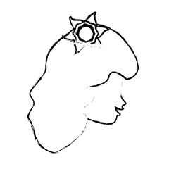 sketch head woman flower icon vector illustration eps 10
