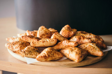 Crispy cheese puff pastries with seeds