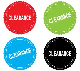 CLEARANCE text, on round wavy border stamp badge.