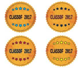 CLASSOF 2017 text, on round wavy border vintage, stamp badge.