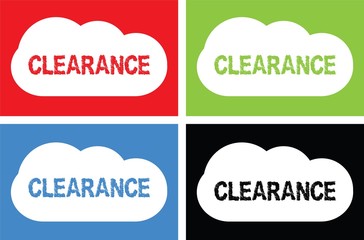 CLEARANCE text, on cloud bubble sign.
