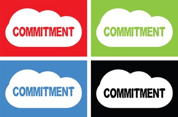 COMMITMENT text, on cloud bubble sign.