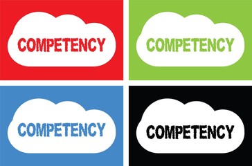 COMPETENCY text, on cloud bubble sign.